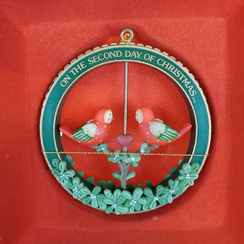 Vintage Enesco Treasury Ornaments 1987 Two Turtle Doves Twelve Days Of Christmas