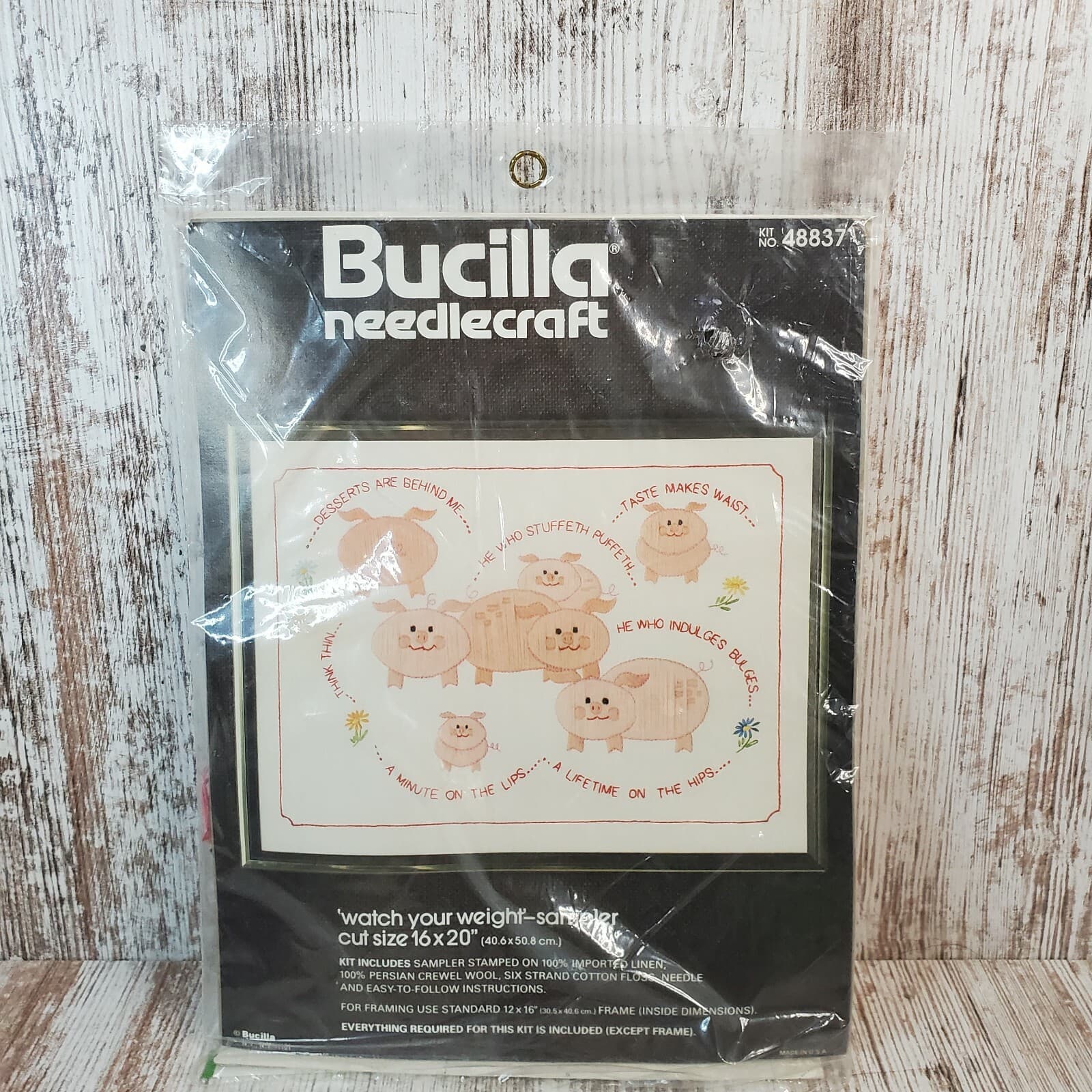 Bucilla Needlecraft Pigs Kit #48837 Watch Your Weight Sampler 16" X 20" Stamped