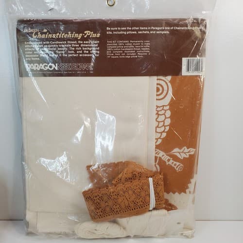 Vtg 1984 Paragon Knotty Owl Chainstitching Plus Embroidery Pillow Kit #1047 NOS - Thumbnail 6