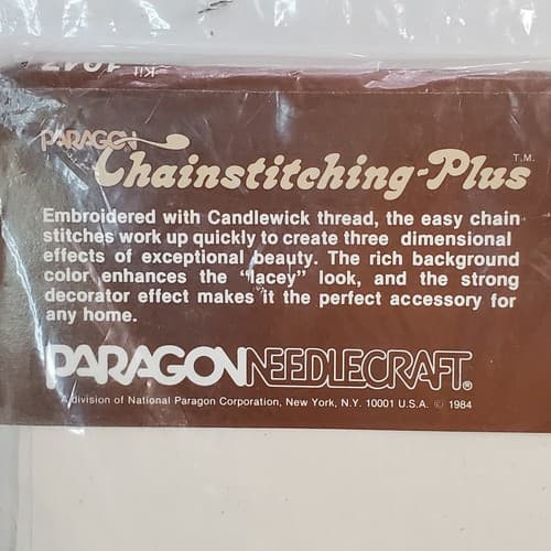 Vtg 1984 Paragon Knotty Owl Chainstitching Plus Embroidery Pillow Kit #1047 NOS - Thumbnail 8