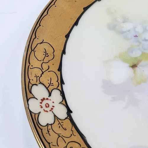 Vintage O & E.G. Royal Austria Porcelain Hand Painted Floral 6 inch Plate - Thumbnail 4