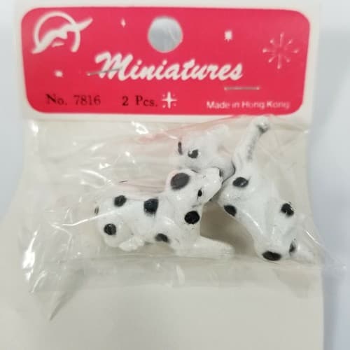 Vintage Miniature Hard Plastic Dalmation Dogs Figurines Dollhouse Crafts
