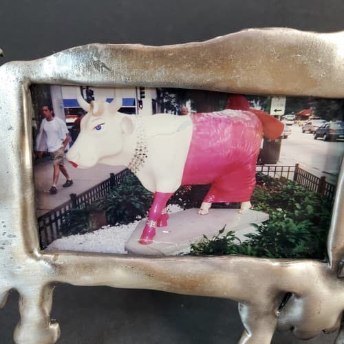 Vintage 1997 Folk Frames by Ruth Reynolds Darby for Ashleigh Manor Pewter Cow - Thumbnail 9