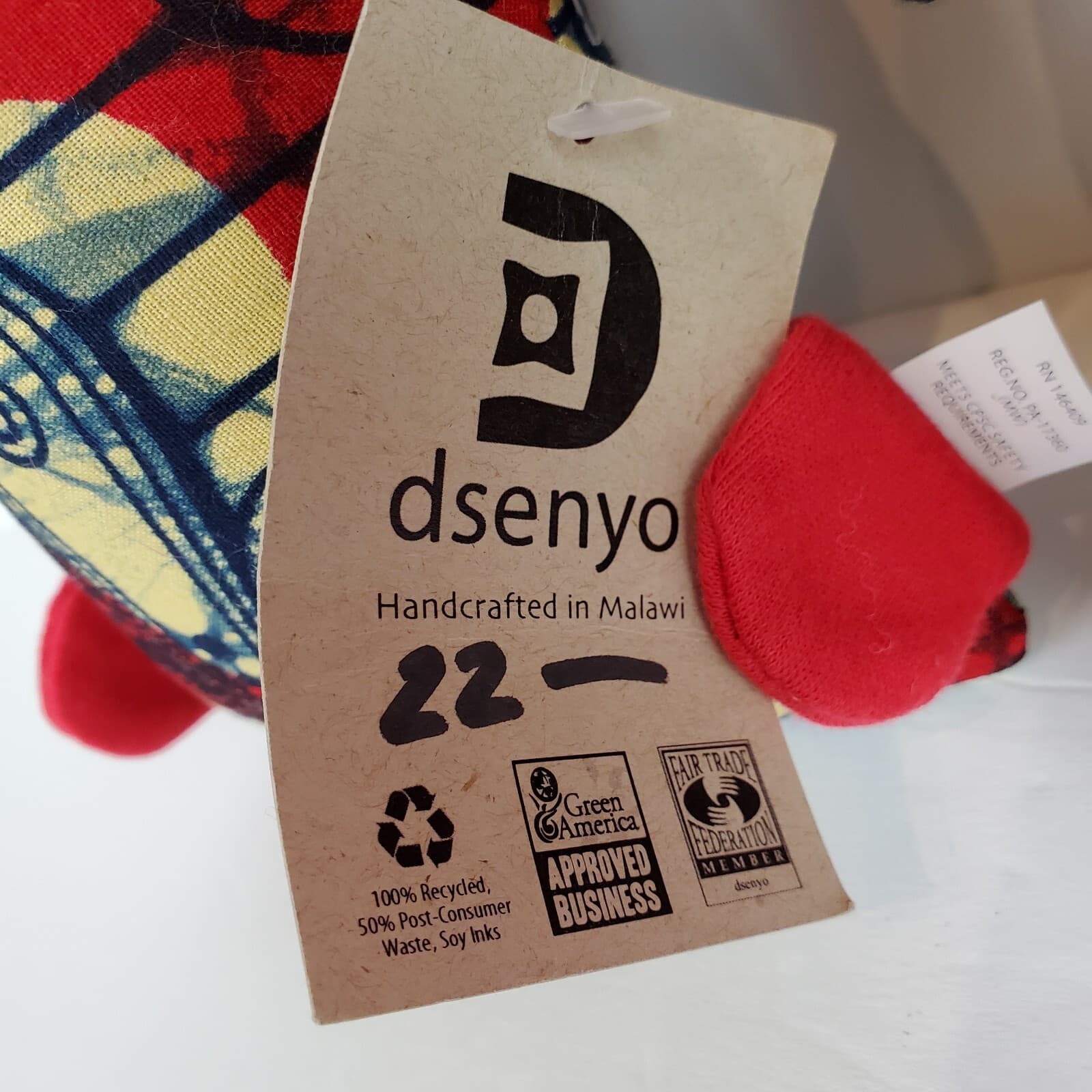 Dsenyo Lot of 2 Primitive Plush Monkey and Owl Stuffed Animal Handmade in Malawi - Thumbnail 3