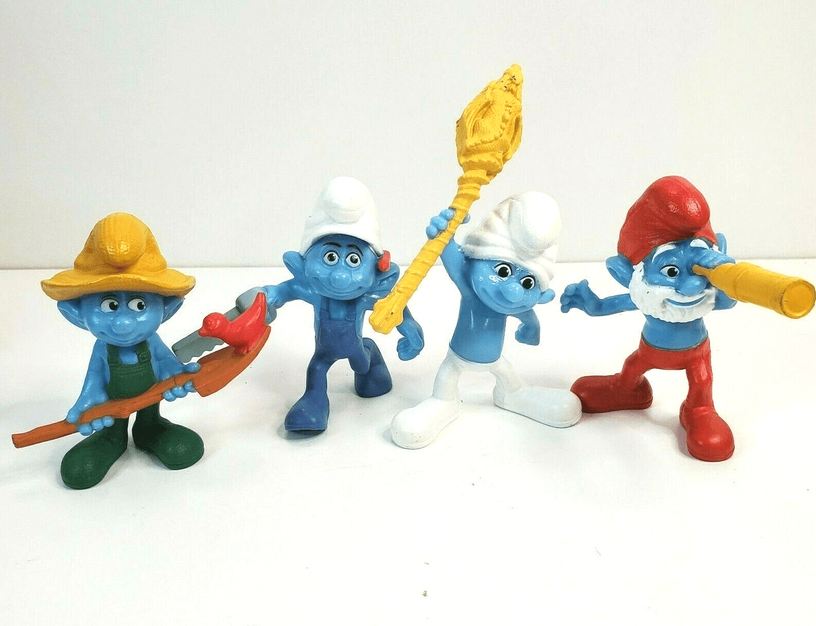 Lot of 4 Various Smurf Figurines McDonalds Happy Meal Toys 2011 PVC Peyo 3" Papa