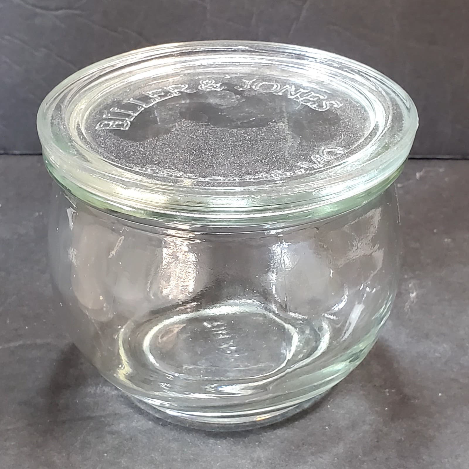 Vtg Biller & Jones St. Louis Missouri Clear Glass Refrigerator Apothecary Jar