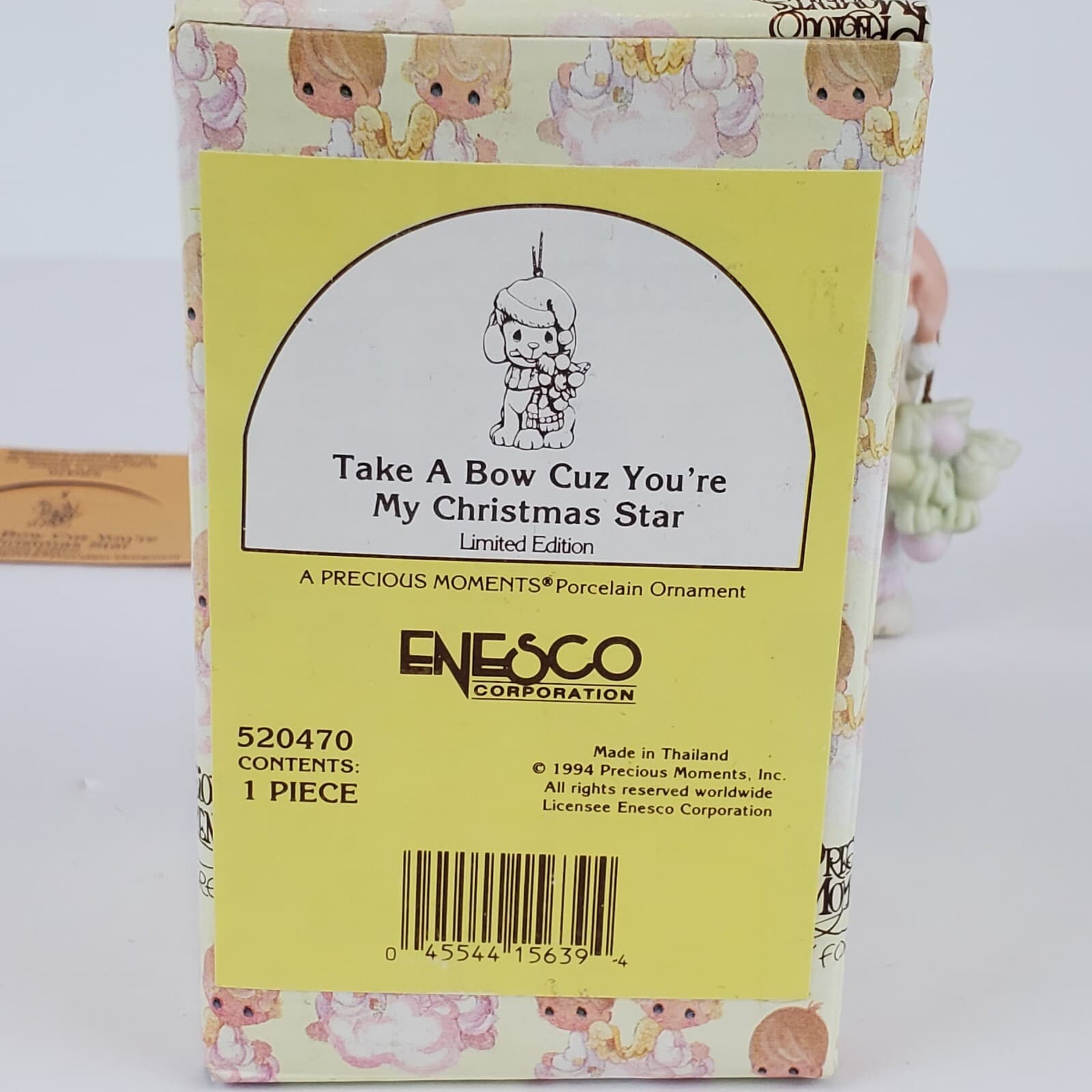 Vtg Precious Moments Take A Bow Cuz You're My Christmas Star Puppy Dog Ornament - Thumbnail 4