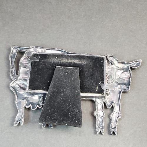Vintage 1997 Folk Frames by Ruth Reynolds Darby for Ashleigh Manor Pewter Cow - Thumbnail 4