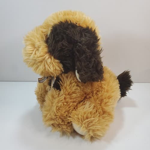 FAO Schwarz Fifth Avenue Plush Brown Dog 10" Stuffed Animal Puppy Ribbon Fluffy - Thumbnail 2