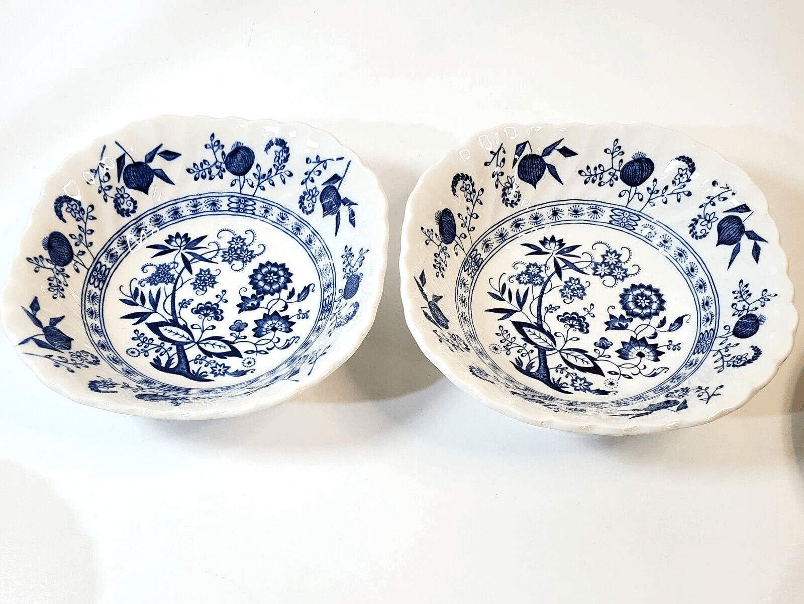 Vtg Johnson Bros English Ironstone Nordic Blue Onion Soup Cereal Bowl Lot of 2