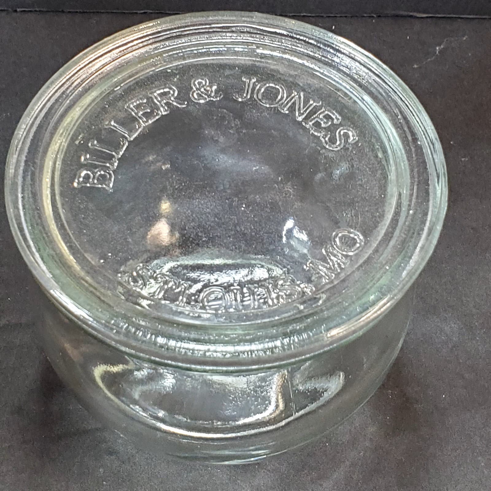 Vtg Biller & Jones St. Louis Missouri Clear Glass Refrigerator Apothecary Jar - Thumbnail 2
