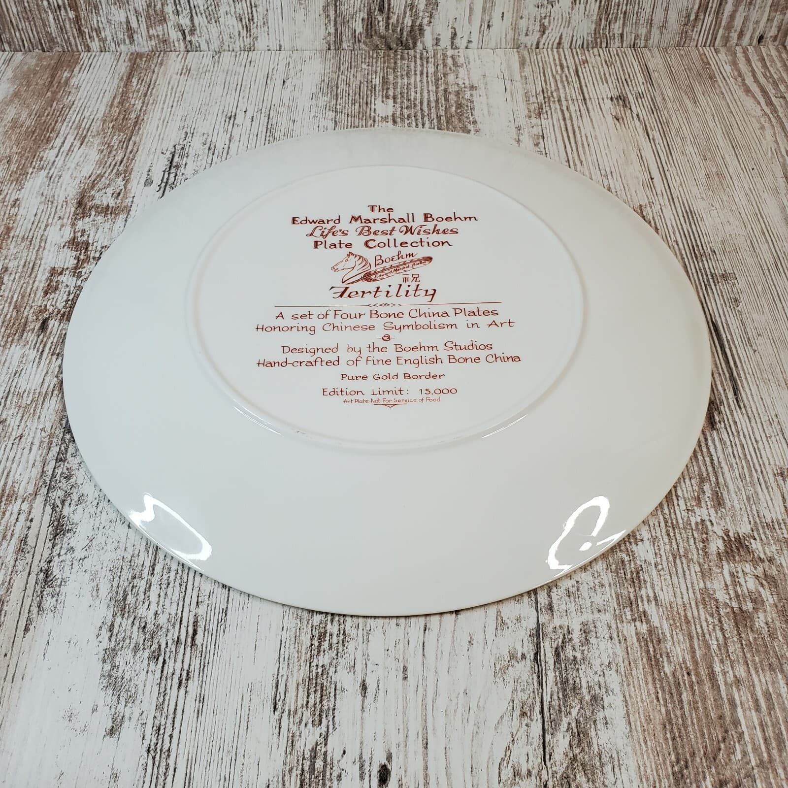 Vtg Edward Marshall Boehm Life's Best Wishes Plate Collection "FERTILITY" 1981 - Thumbnail 6