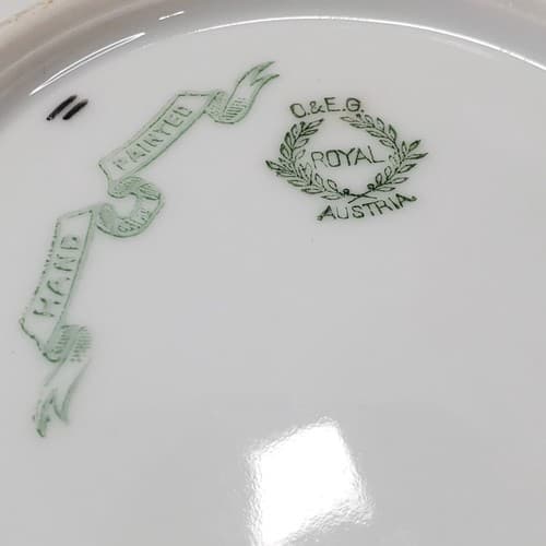 Vintage O & E.G. Royal Austria Porcelain Hand Painted Floral 6 inch Plate - Thumbnail 6