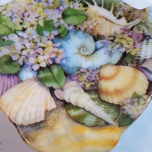 Melamine Tea Bag Holder Sea Shells and Flowers Made in Italy Teapot Shape - Thumbnail 2