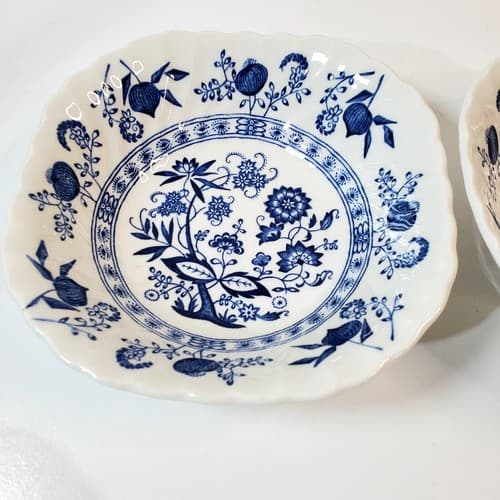 Vtg Johnson Bros English Ironstone Nordic Blue Onion Soup Cereal Bowl Lot of 2 - Thumbnail 2