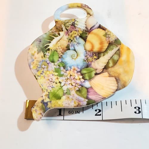 Melamine Tea Bag Holder Sea Shells and Flowers Made in Italy Teapot Shape - Thumbnail 5