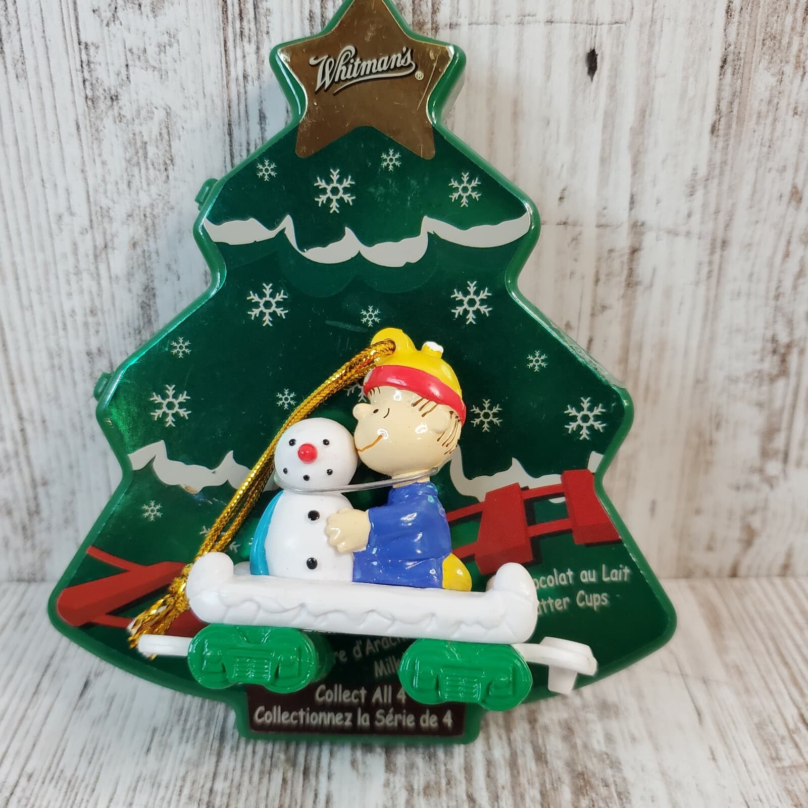 Vintage Peanuts Train Christmas Ornament Linus Snowman Whitman's Charlie Brown