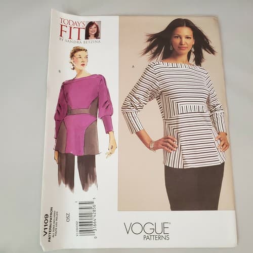Vogue Sewing Pattern V1109 Today's Fit Sandra Betzina Misses Top Uncut All Sizes