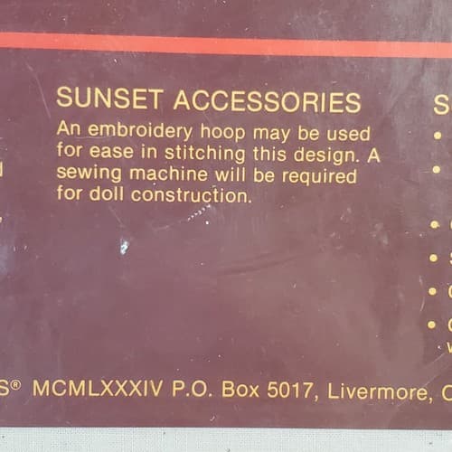 Vtg Sunset Stitchery Sarah Doll & Dress Kit 12" doll 15" Dress 2866 NOS Craft - Thumbnail 8