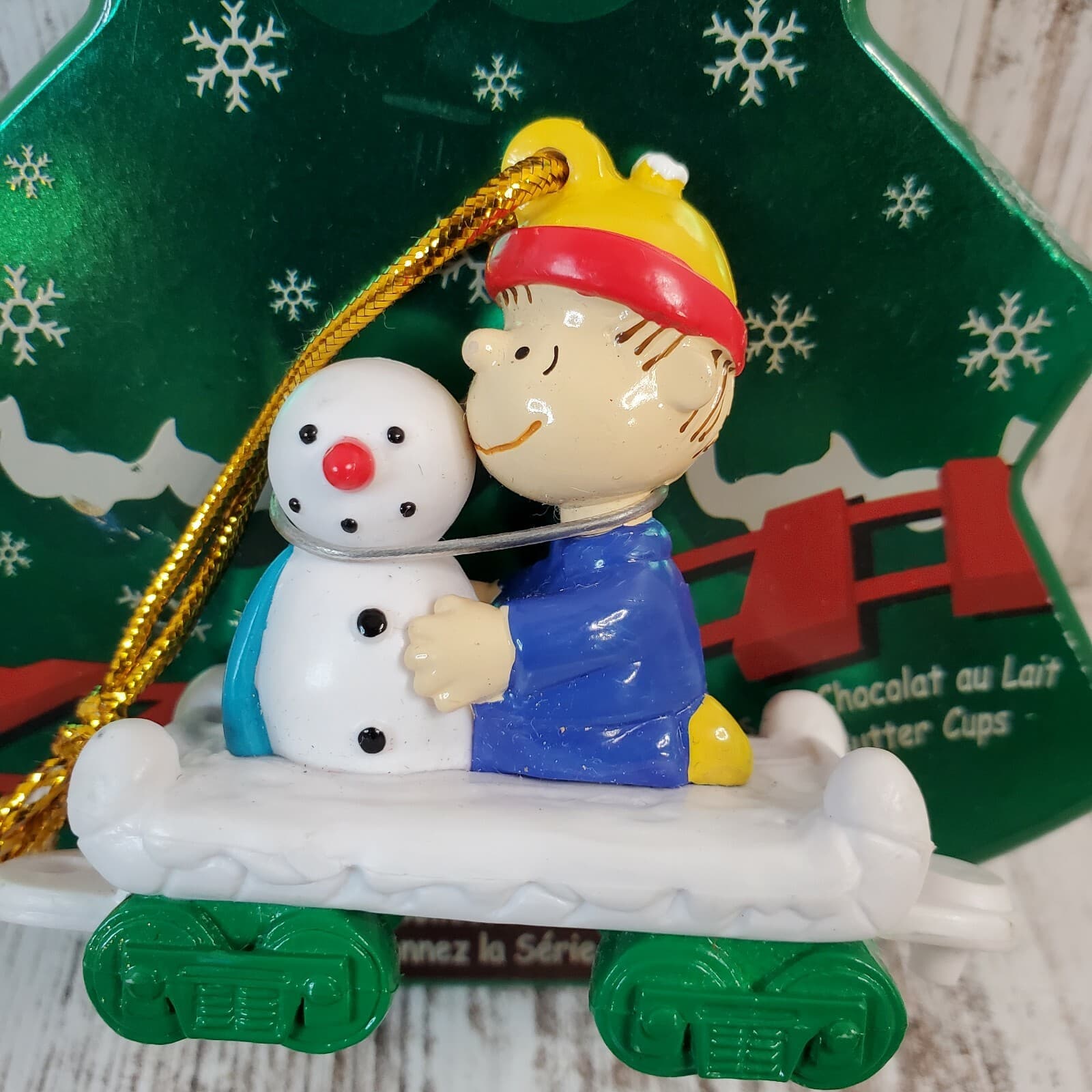 Vintage Peanuts Train Christmas Ornament Linus Snowman Whitman's Charlie Brown - Thumbnail 2