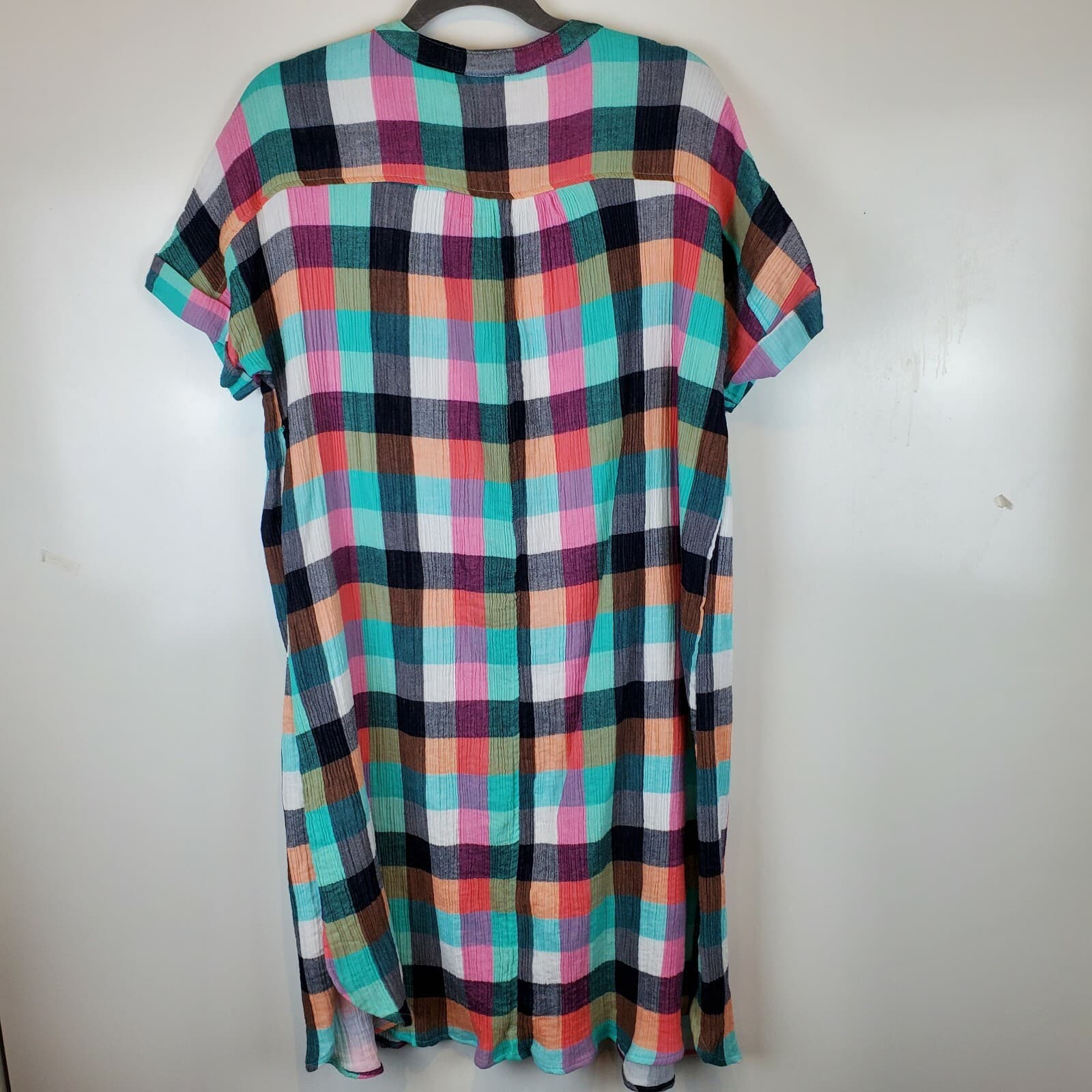 Ingrid & Isabel Womens Plaid Maternity Dolman Sleeve Shirt Dress MISSING BELT - Thumbnail 2