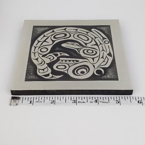 Vtg Handcrafted Whale Story Orchard Studio Etched Aluminum 5.5" Plaque Canada - Thumbnail 4