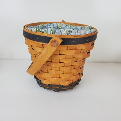 Vintage 1999 Longaberger MAY Series Daisy Basket w/ Handle Liner and Insert - Thumbnail 3