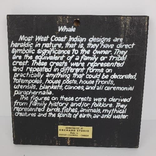 Vtg Handcrafted Whale Story Orchard Studio Etched Aluminum 5.5" Plaque Canada - Thumbnail 2