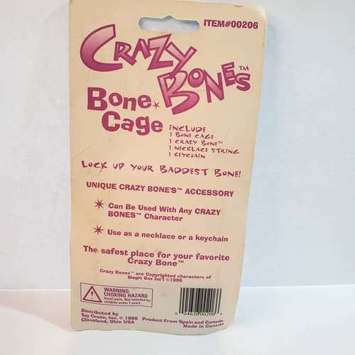 Vintage 1998 Toy Craze Inc Crazy Bones Bone Cage Red Keychain in Package - Thumbnail 4