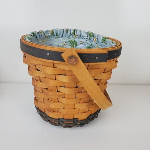 Vintage 1999 Longaberger MAY Series Daisy Basket w/ Handle Liner and Insert - Thumbnail 5