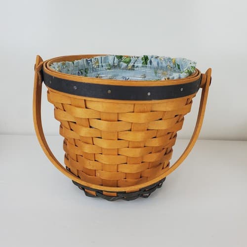 Vintage 1999 Longaberger MAY Series Daisy Basket w/ Handle Liner and Insert - Thumbnail 4