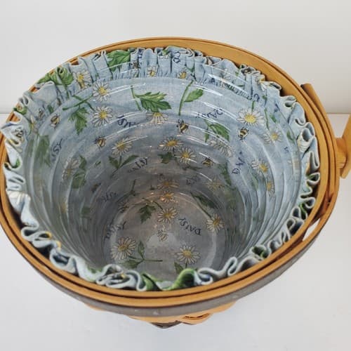 Vintage 1999 Longaberger MAY Series Daisy Basket w/ Handle Liner and Insert - Thumbnail 6
