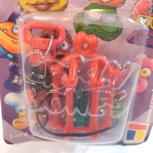 Vintage 1998 Toy Craze Inc Crazy Bones Bone Cage Red Keychain in Package - Thumbnail 2