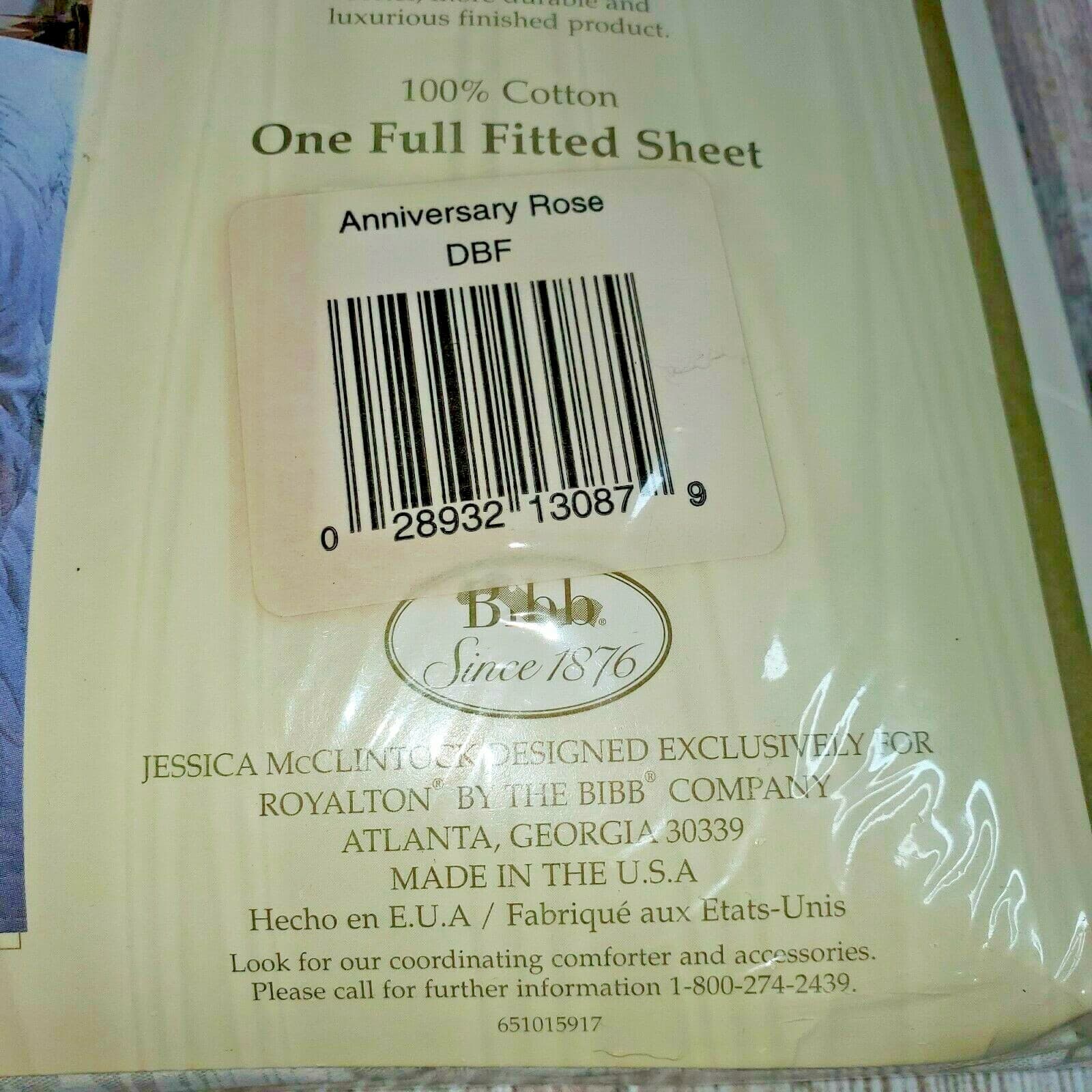 Vtg Jessica McClintock Anniversary Rose Egyptian Cotton Full Fitted Sheet NOS - Thumbnail 3