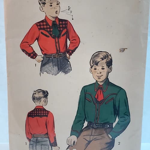 Vintage Advance 5443 Sewing Pattern UNCUT Boys Western Shirt Size 6 - Thumbnail 4