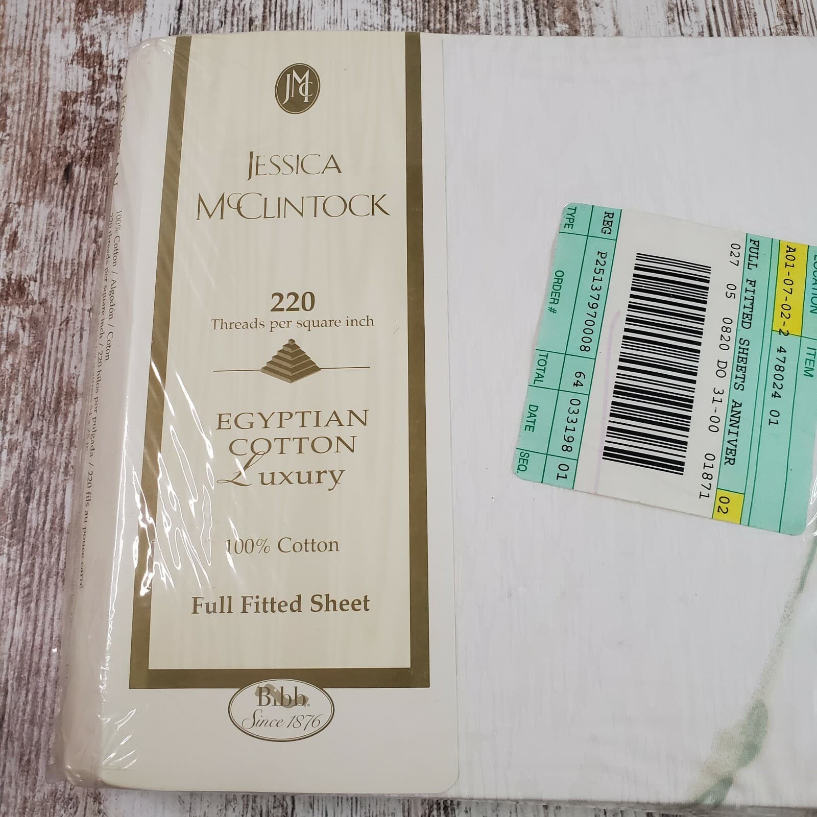 Vtg Jessica McClintock Anniversary Rose Egyptian Cotton Full Fitted Sheet NOS - Thumbnail 6