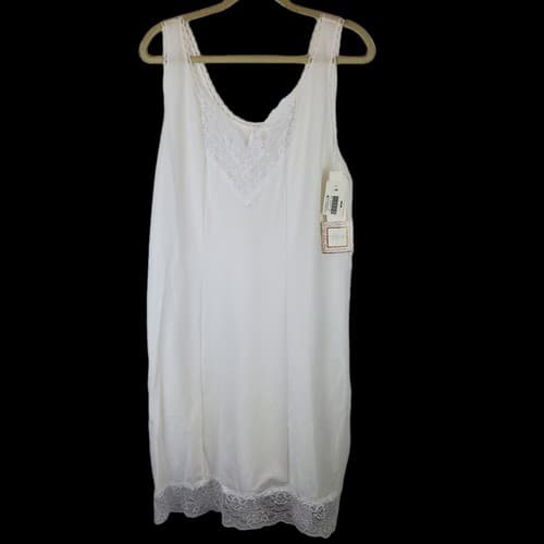 Vintage Intimate Essentials Sears Woman’s White Full Slip Lace Trim Size 38 NWT