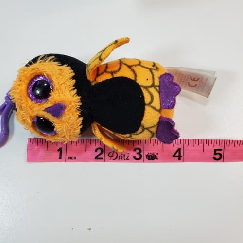 TY Halloweenie Beanie Baby SCREECH the Halloween Owl Key Clip 3.5 inch Plush - Thumbnail 8