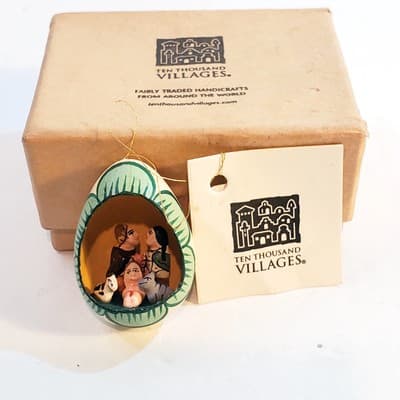 Ten Thousand Villages Christmas Ornament Nativity Hand Painted Egg Shell - Thumbnail 2