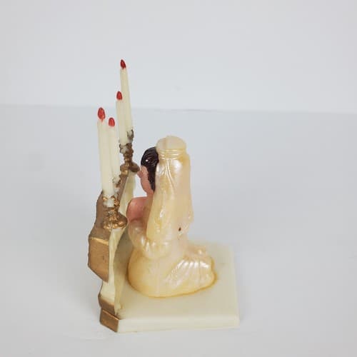 Vintage Plastic Praying Girl Cake Topper Confirmation First Communion Hong Kong - Thumbnail 3