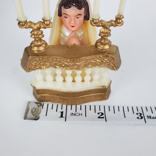 Vintage Plastic Praying Girl Cake Topper Confirmation First Communion Hong Kong - Thumbnail 7