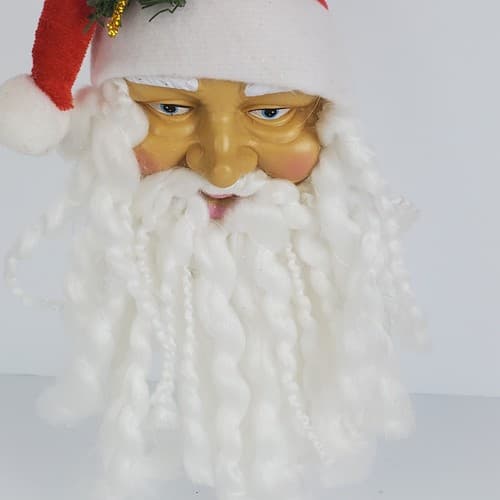 Vintage Santa Claus Rubber Face Yarn Beard Christmas Ornament Hanging Decor 8" - Thumbnail 3