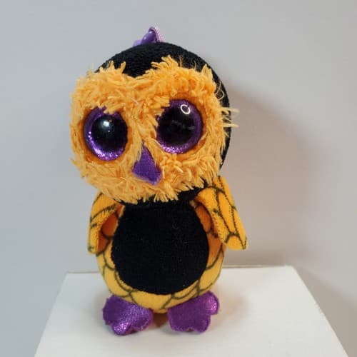 TY Halloweenie Beanie Baby SCREECH the Halloween Owl Key Clip 3.5 inch Plush