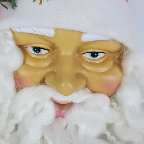 Vintage Santa Claus Rubber Face Yarn Beard Christmas Ornament Hanging Decor 8" - Thumbnail 2