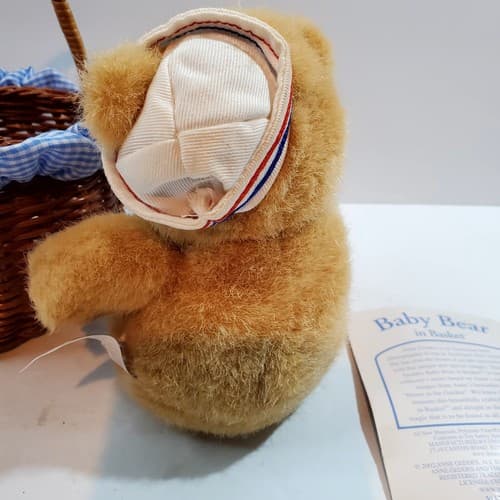 Anne Geddes Baby Bear In Basket 2002 Red White Blue Striped Sailor Hat - Thumbnail 5