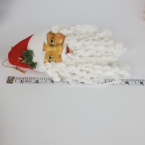 Vintage Santa Claus Rubber Face Yarn Beard Christmas Ornament Hanging Decor 8" - Thumbnail 5