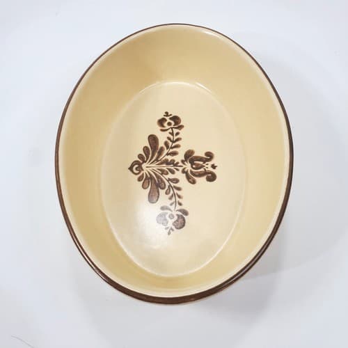 Vtg Pfaltzgraff Village Pattern Small Oval Serving Vegetable Bowl Beige Brown - Thumbnail 2