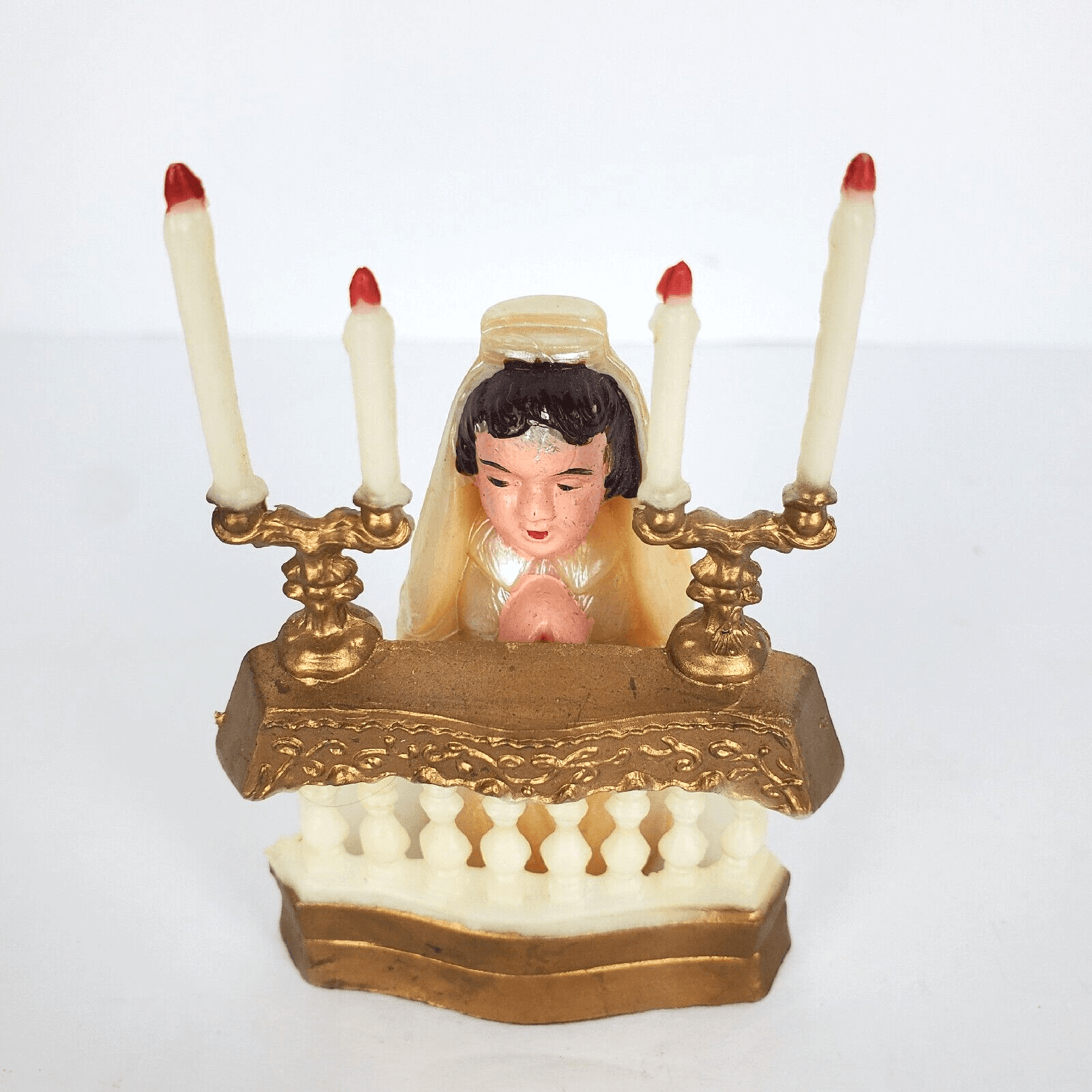 Vintage Plastic Praying Girl Cake Topper Confirmation First Communion Hong Kong