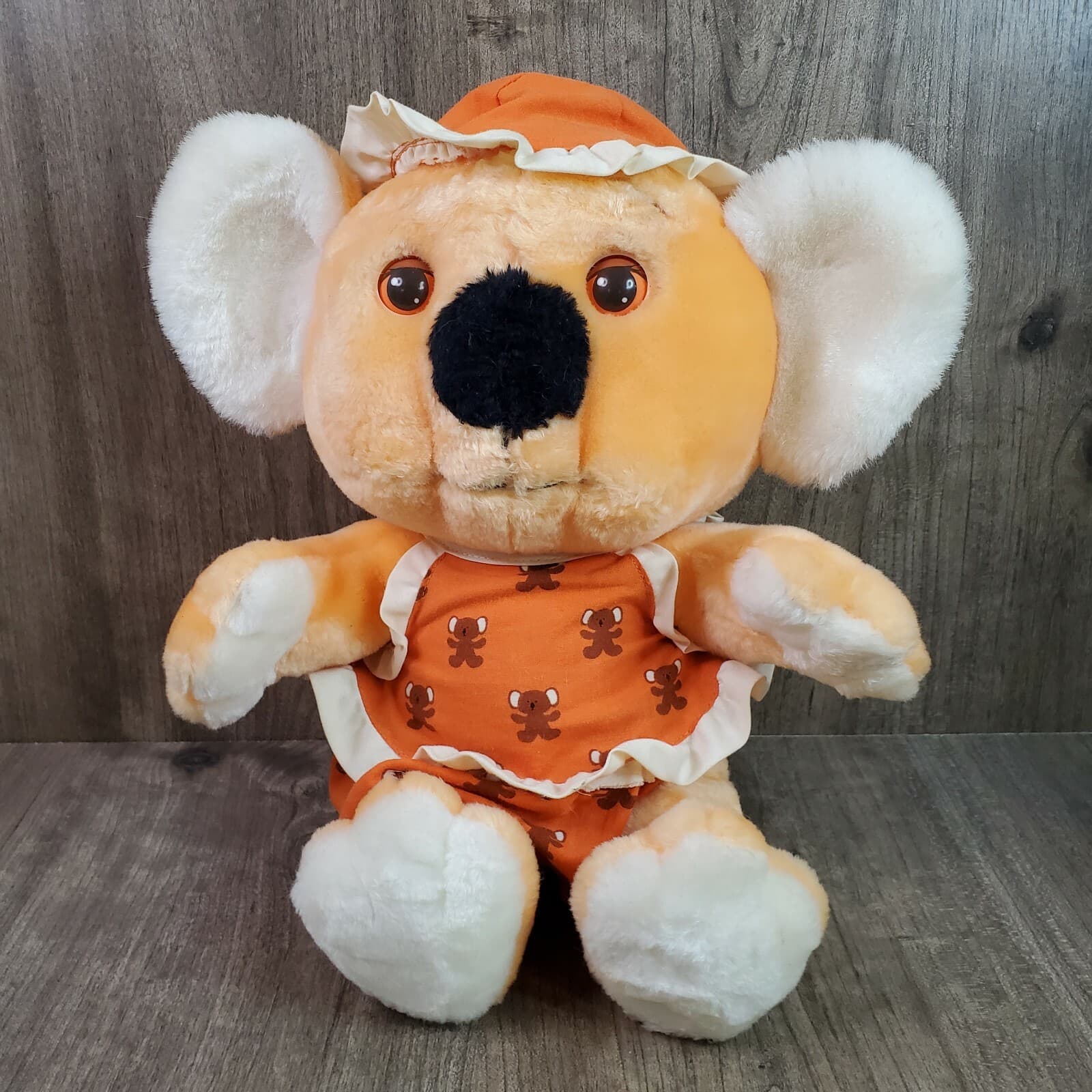 Vintage 80s Hasbro Softies Googlies Plush 14" Peachy Koala Bear w/Sleep Eyes