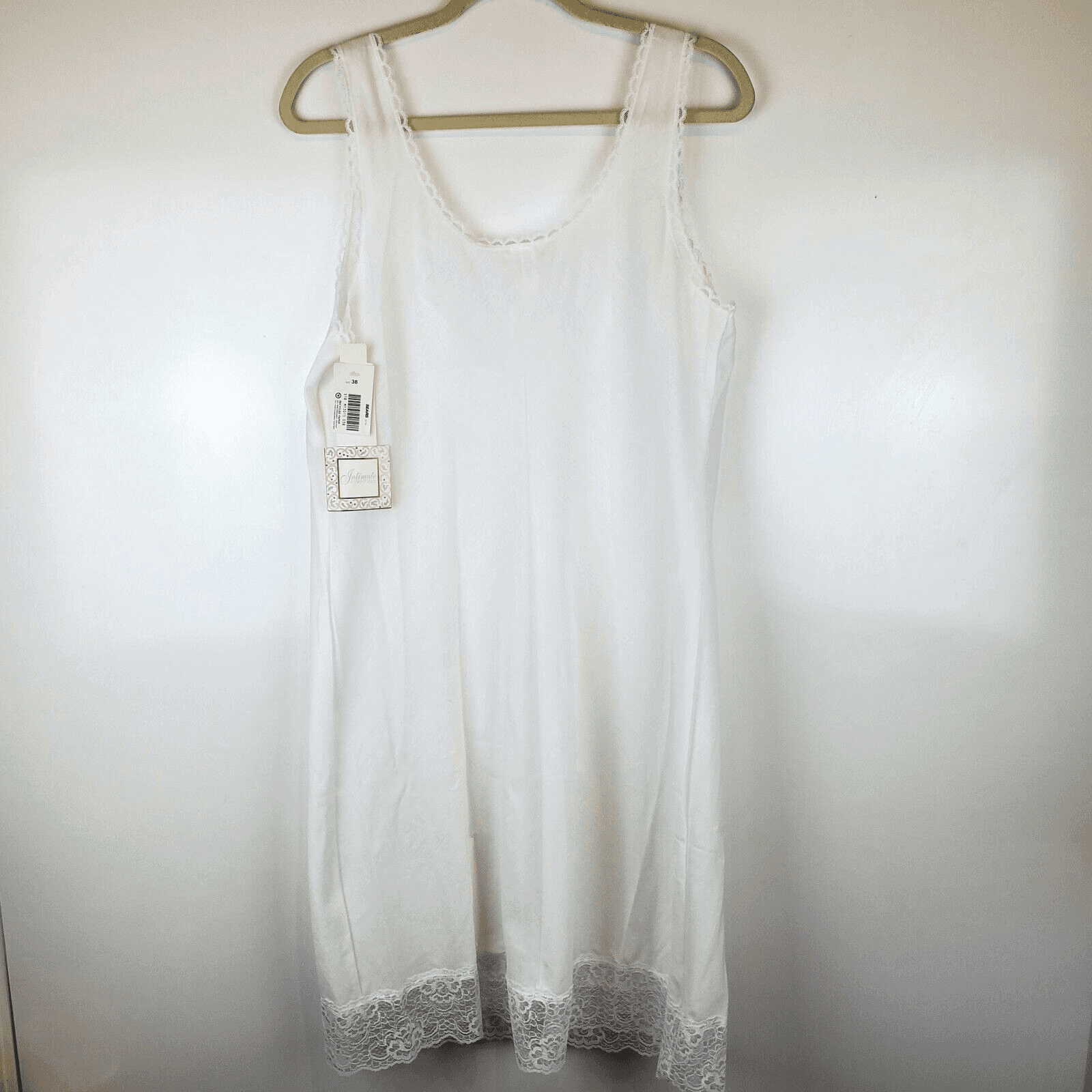 Vintage Intimate Essentials Sears Woman’s White Full Slip Lace Trim Size 38 NWT - Thumbnail 5
